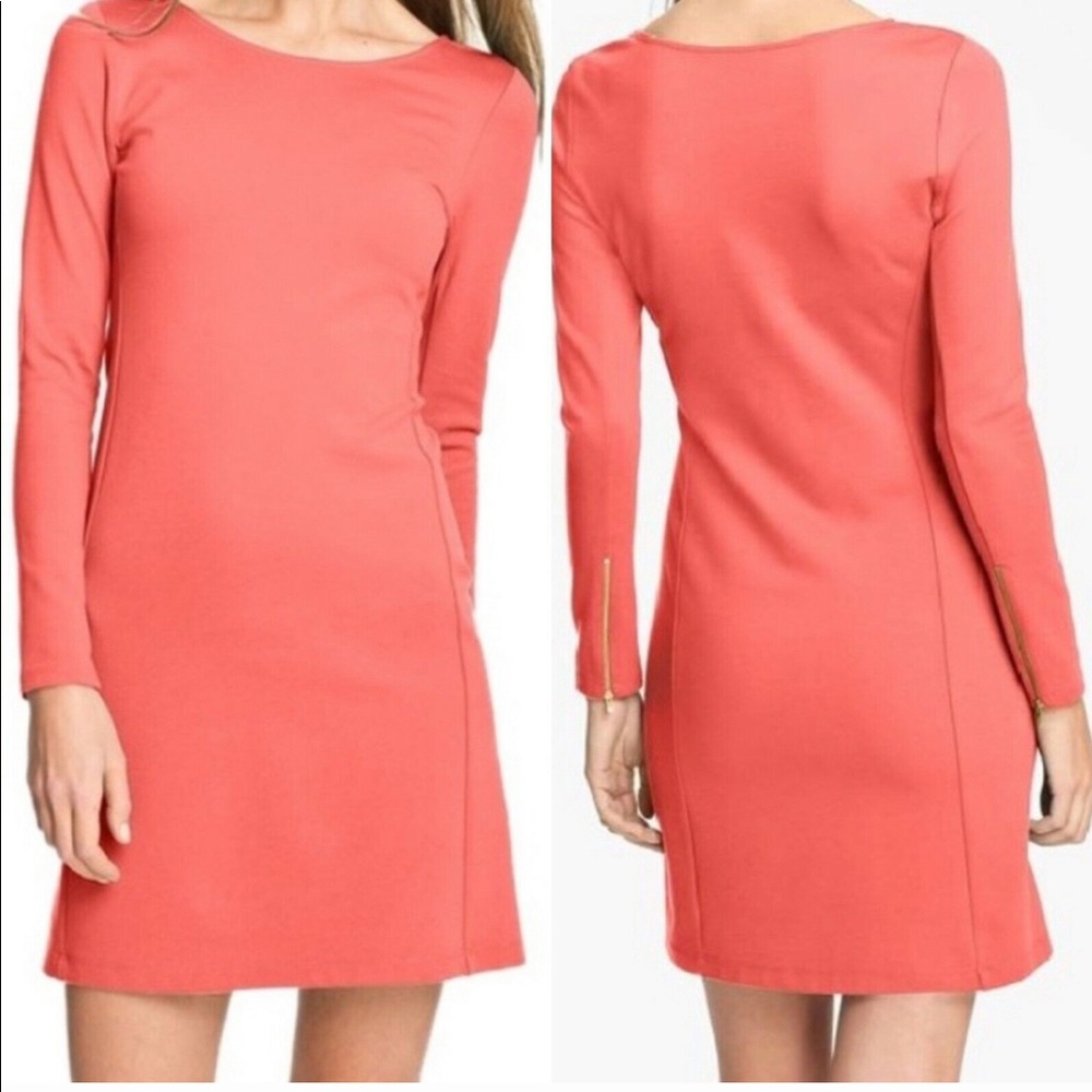 Theory Pryor Long Sleeve Dress in Coral Pink